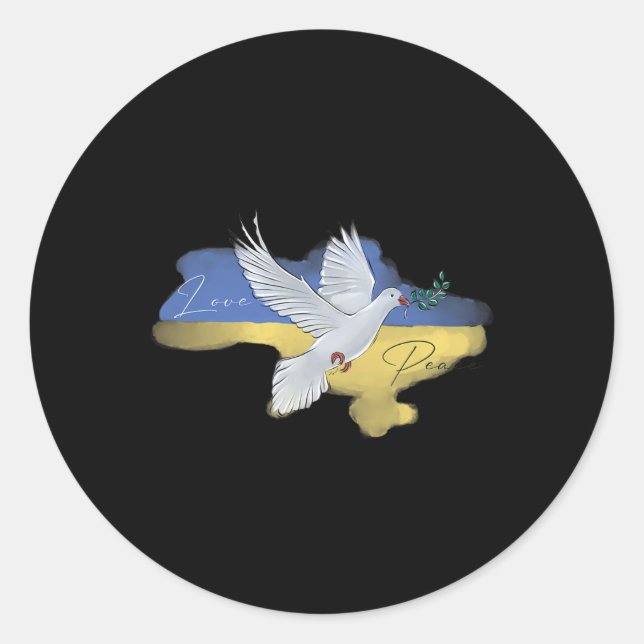 Sticker Rond Drapeau de la colombe de la paix ukrainienne Coule (Devant)