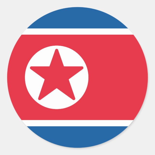 Sticker Rond Drapeau de la Corée du Nord (Devant)