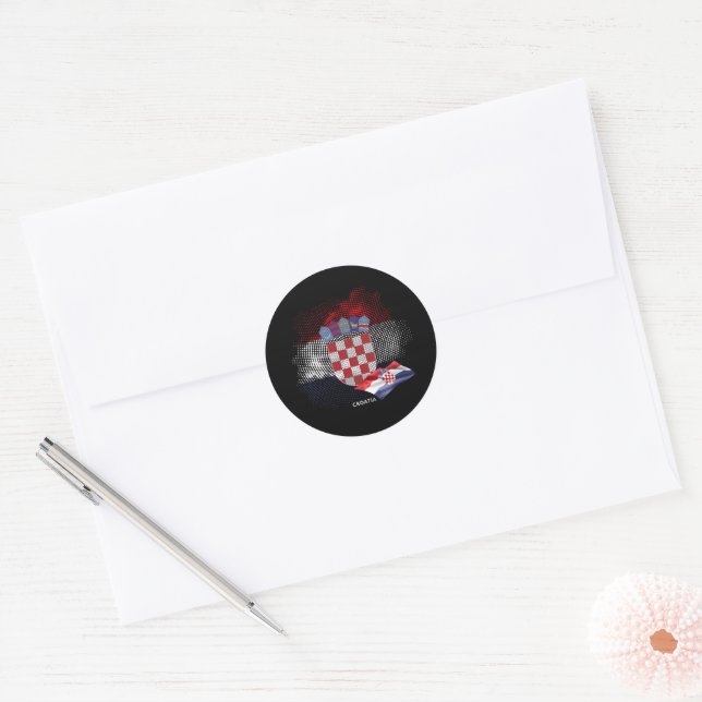 Sticker Rond Drapeau de la Croatie (Enveloppe)