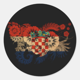 Sticker Rond Drapeau de la Croatie