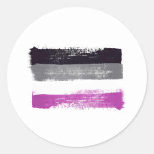 Sticker Rond Drapeau de la fierté asexuée peint