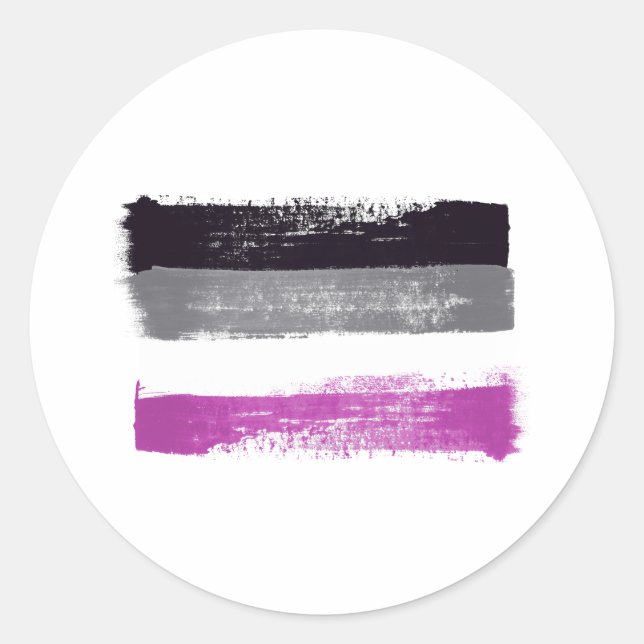 Sticker Rond Drapeau de la fierté asexuée peint (Devant)