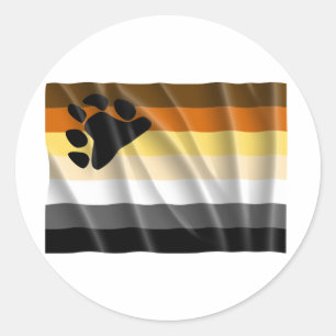 Sticker Rond Drapeau de la fierté de l'ours brun