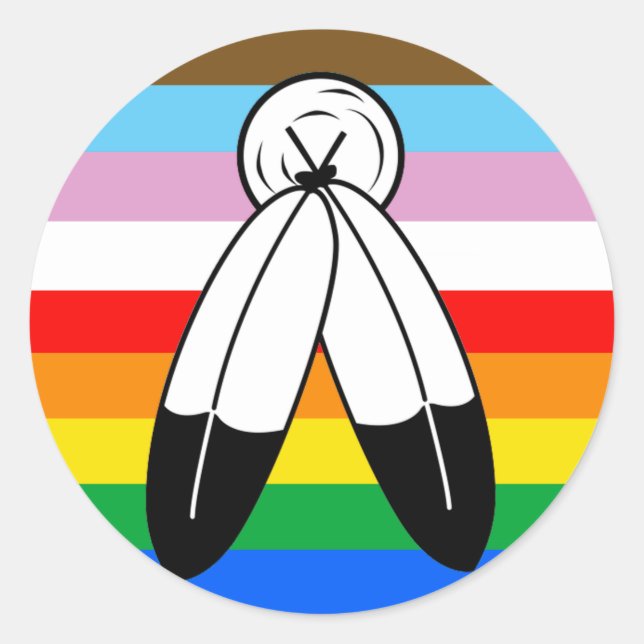 Sticker Rond Drapeau de la fierté de progrès LGBTQ+ (Devant)