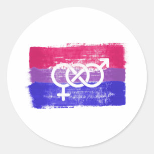 Sticker Rond Drapeau de la fierté du symbole bisexuel peint