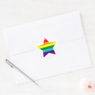 Sticker Rond Drapeau de la fierté LGBTQ Rainbow Christmas Star