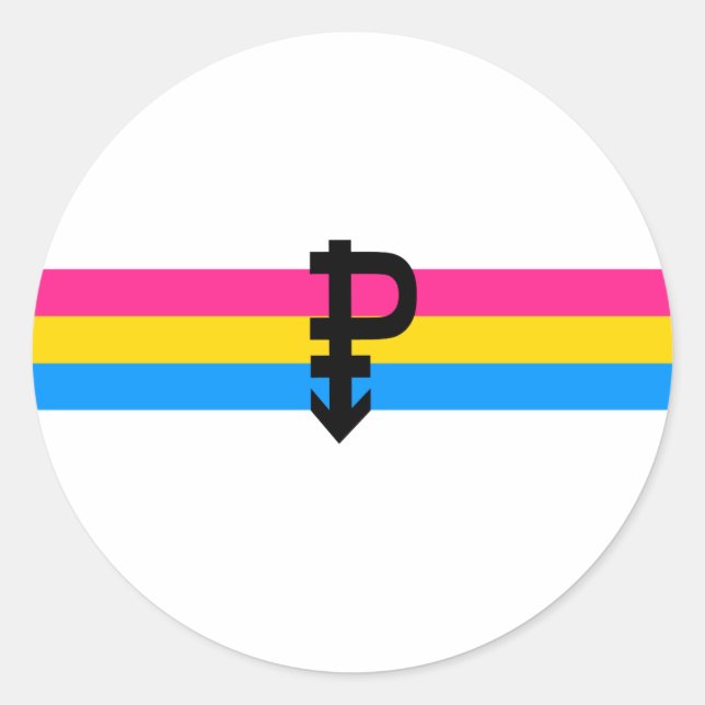 Sticker Rond Drapeau de la fierté Pansexual (Devant)