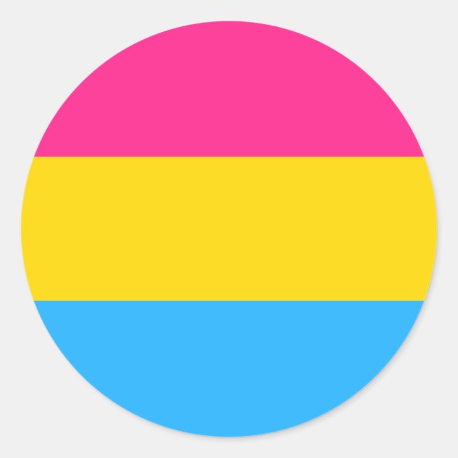 Sticker Rond Drapeau de la fierté Pansexual (Devant)