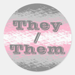 Sticker Rond Drapeau de la Fierté Pronoun personnalisable
