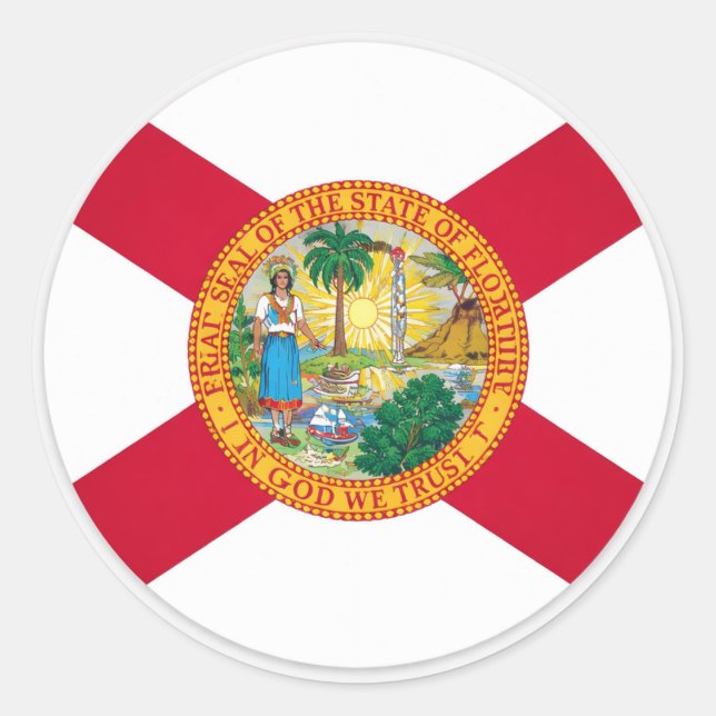 Sticker Rond Drapeau de la Floride - Sceau officiel Patriotique (Devant)