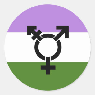 Sticker Rond Drapeau de la Genderqueer Pride