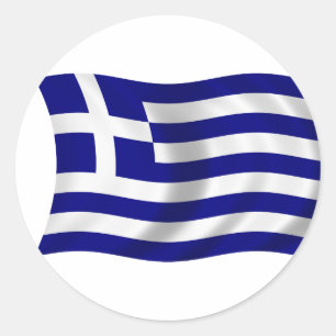 Sticker Rond Drapeau de la Grèce