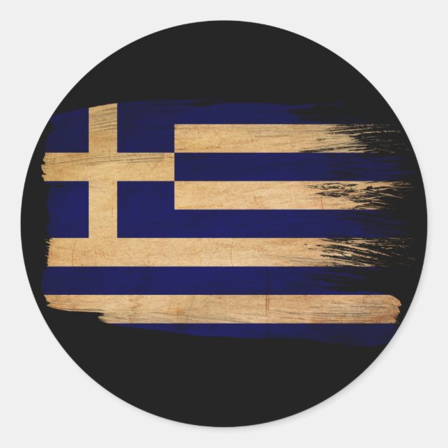 Sticker Rond Drapeau de la Grèce (Devant)