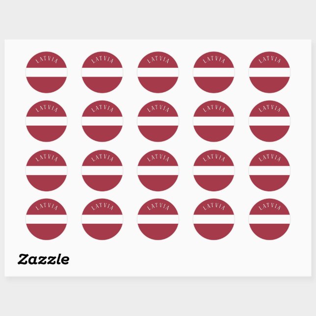 Sticker Rond Drapeau de la Lettonie (avec texte modifiable) (Feuille)