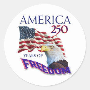Sticker Rond Drapeau de la liberté de l'Amérique 250 ans avec a