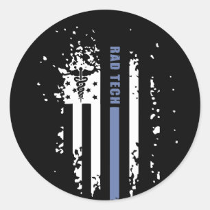 Sticker Rond Drapeau de la ligne bleue américaine