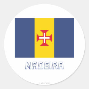 Sticker Rond Drapeau de la Madère avec le nom