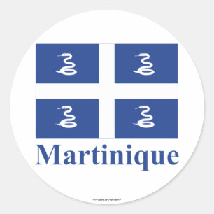Sticker Rond Drapeau de la Martinique avec le nom