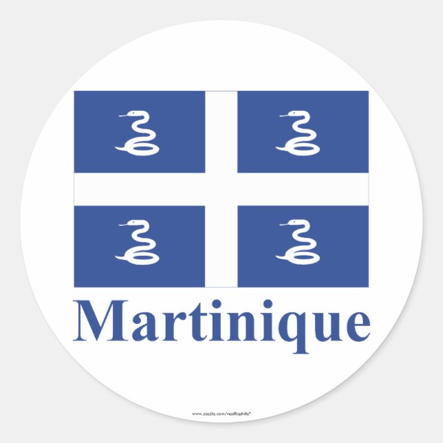Sticker Rond Drapeau de la Martinique avec le nom (Devant)