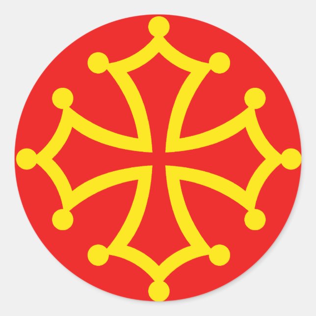 Sticker Rond Drapeau de la Nouvelle-Occitanie, France (Devant)