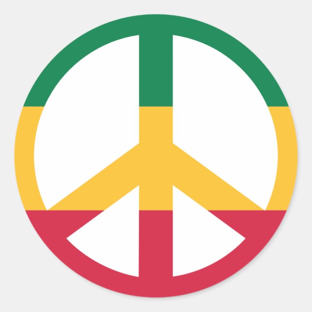Sticker Rond Drapeau de la paix reggae (Devant)
