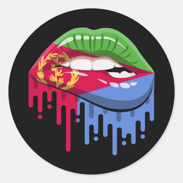 Sticker Rond Drapeau de la racine de la fierté des lèvres d'Éry (Devant)
