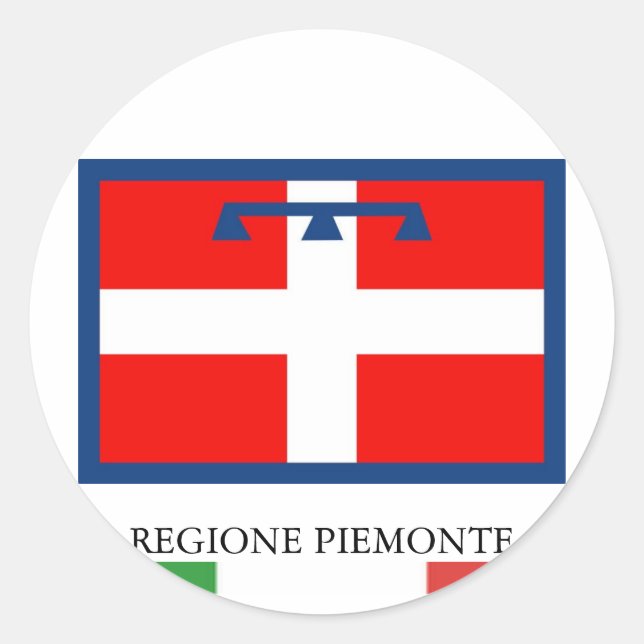 Sticker Rond Drapeau de la région de Piemonte (Devant)