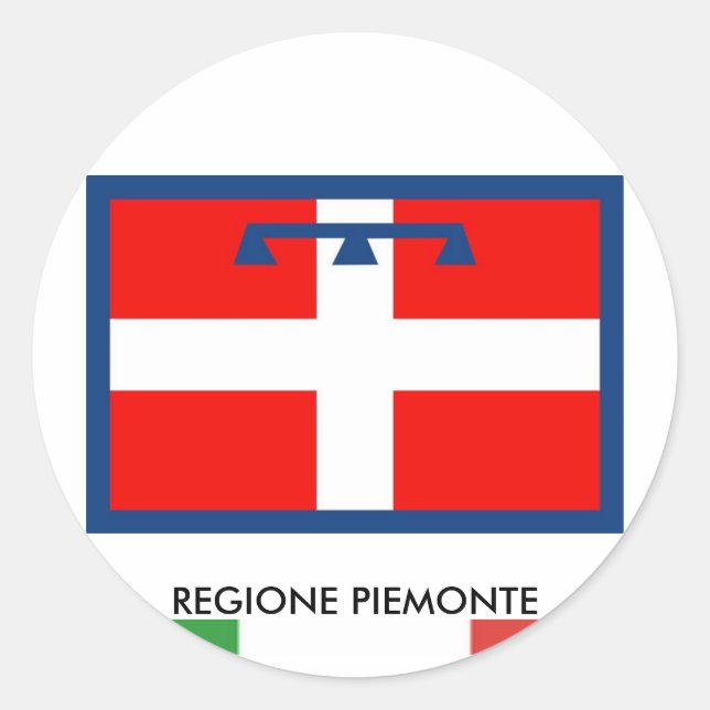 Sticker Rond Drapeau de la région de Piemonte (Devant)