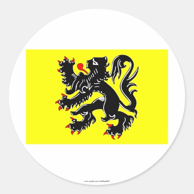 Sticker Rond Drapeau de la région Flandre (Devant)