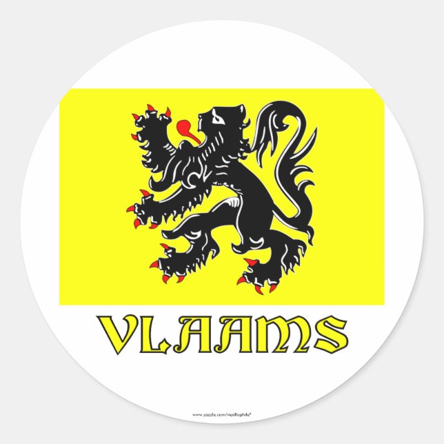 Sticker Rond Drapeau de la région Flandre avec nom (Devant)