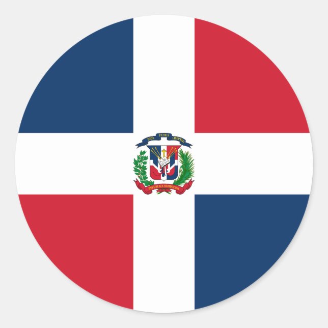 Sticker Rond Drapeau de la République Dominicaine (Devant)