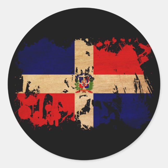 Sticker Rond Drapeau de la République Dominicaine (Devant)