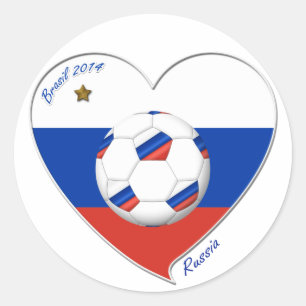Sticker Rond Drapeau de la RUSSIE FOOTBALL du monde en 2014