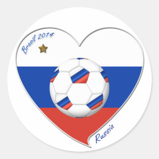Sticker Rond Drapeau de la RUSSIE FOOTBALL du monde en 2014