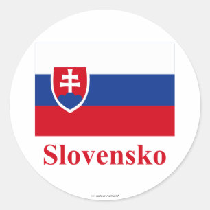Sticker Rond Drapeau de la Slovaquie avec le nom dans slovaque