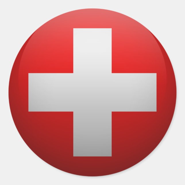Sticker Rond Drapeau de la Suisse. (Devant)