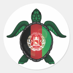 Sticker Rond Drapeau de la tortue de mer de l'Afghanistan