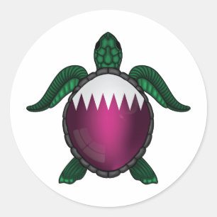 Sticker Rond Drapeau de la tortue de mer du Qatar