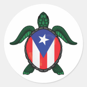 Sticker Rond Drapeau de la tortue de Porto Rico