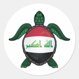 Sticker Rond Drapeau de la tortue marine irakienne