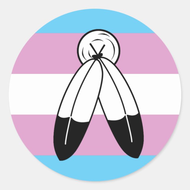 Sticker Rond Drapeau de la Trans Pride à deux esprits (Devant)