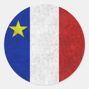 Sticker Rond Drapeau de l'Acadie en détresse