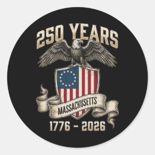 Sticker Rond Drapeau de l'aigle 250 ans 1776-2026 250e annivers