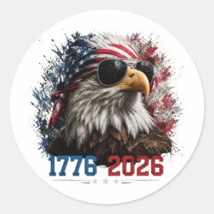 Sticker Rond Drapeau de l'Aigle Patriotique America 250 1776–2
