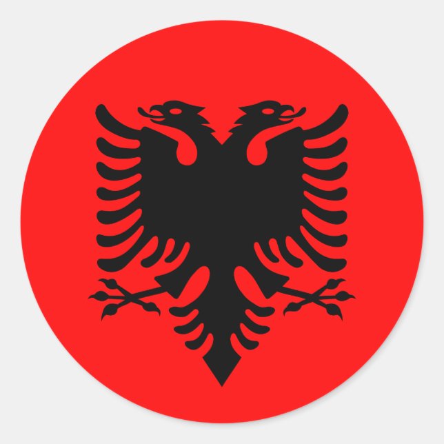 Sticker Rond Drapeau de l'Albanie (Devant)