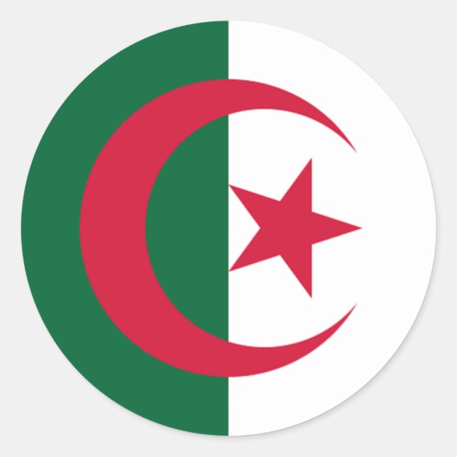 Sticker Rond Drapeau de l'Algérie (Devant)