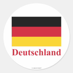 Sticker Rond Drapeau de l'Allemagne avec le nom en allemand