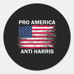 Sticker Rond Drapeau de l'Amérique anti Kamala Kamala Harris An
