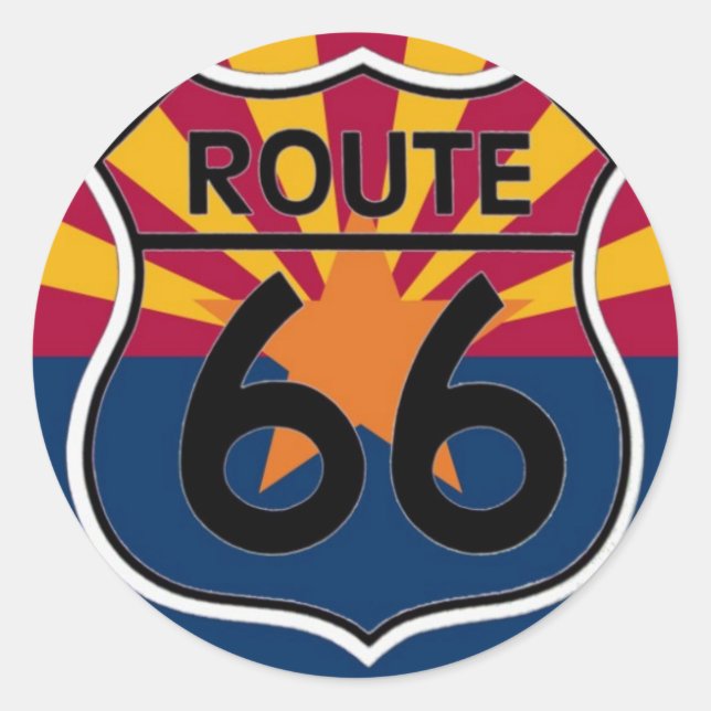Sticker Rond Drapeau de l'Arizona Route 66 (Devant)