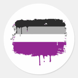 Sticker Rond Drapeau de l'asexualité dégoulinant